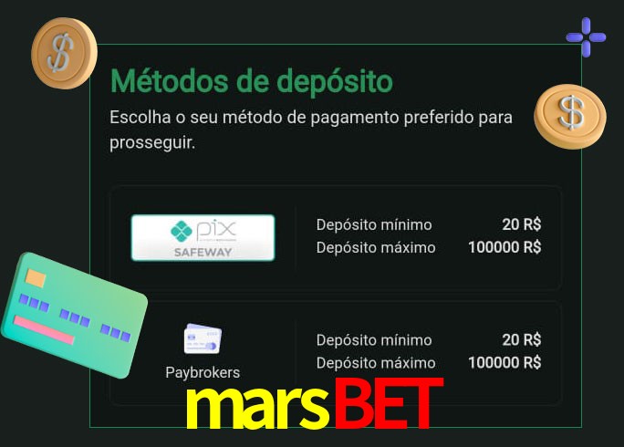 O cassino marsbet oferece uma grande variedade de métodos de pagamento